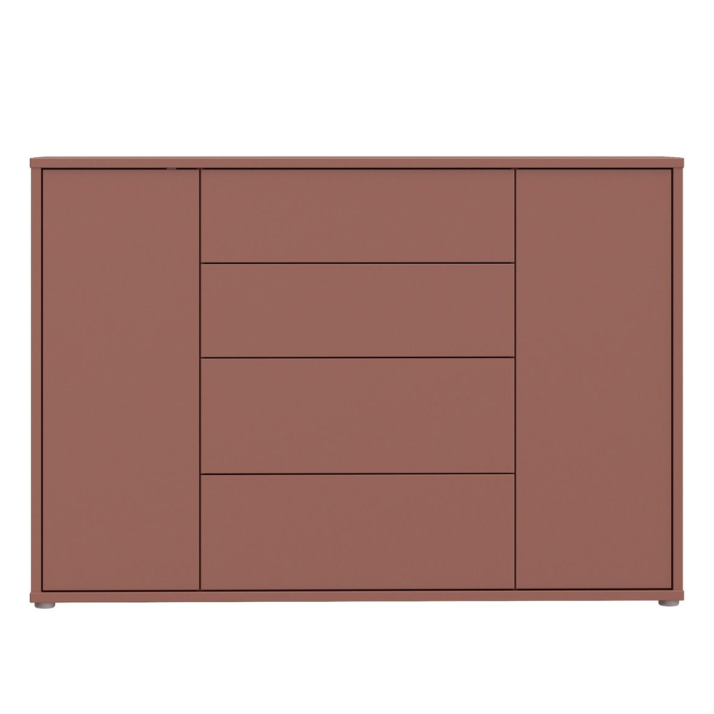 Ansley Wooden Sideboard with 2 Doors 4 Drawers in Terracotta