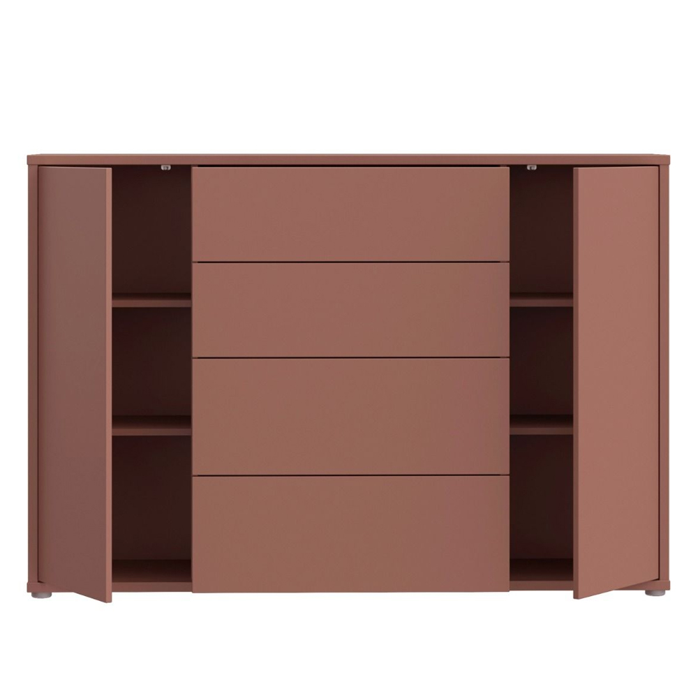 Ansley Wooden Sideboard with 2 Doors 4 Drawers in Terracotta
