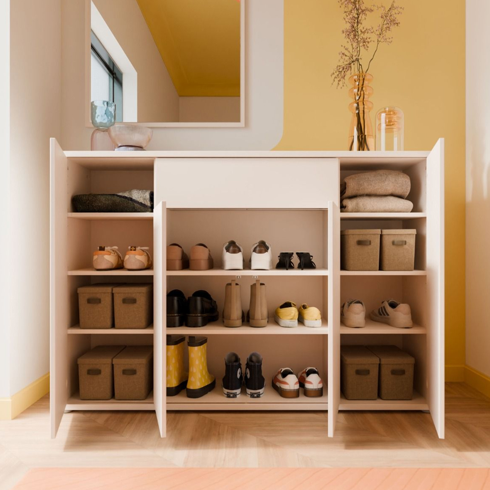 Ansley Wooden Sideboard with 4 Doors in Sand