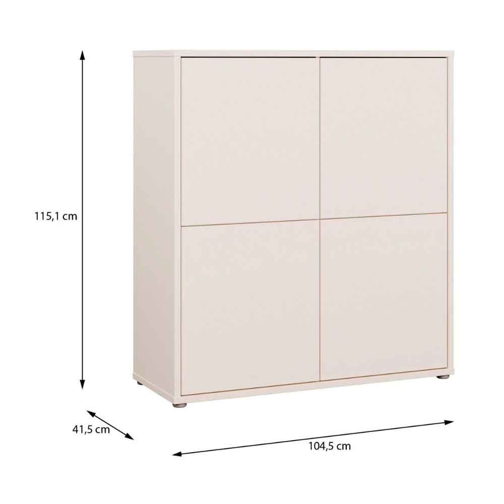Ansley Wooden Small Storage Cabinet with 4 Doors in Sand