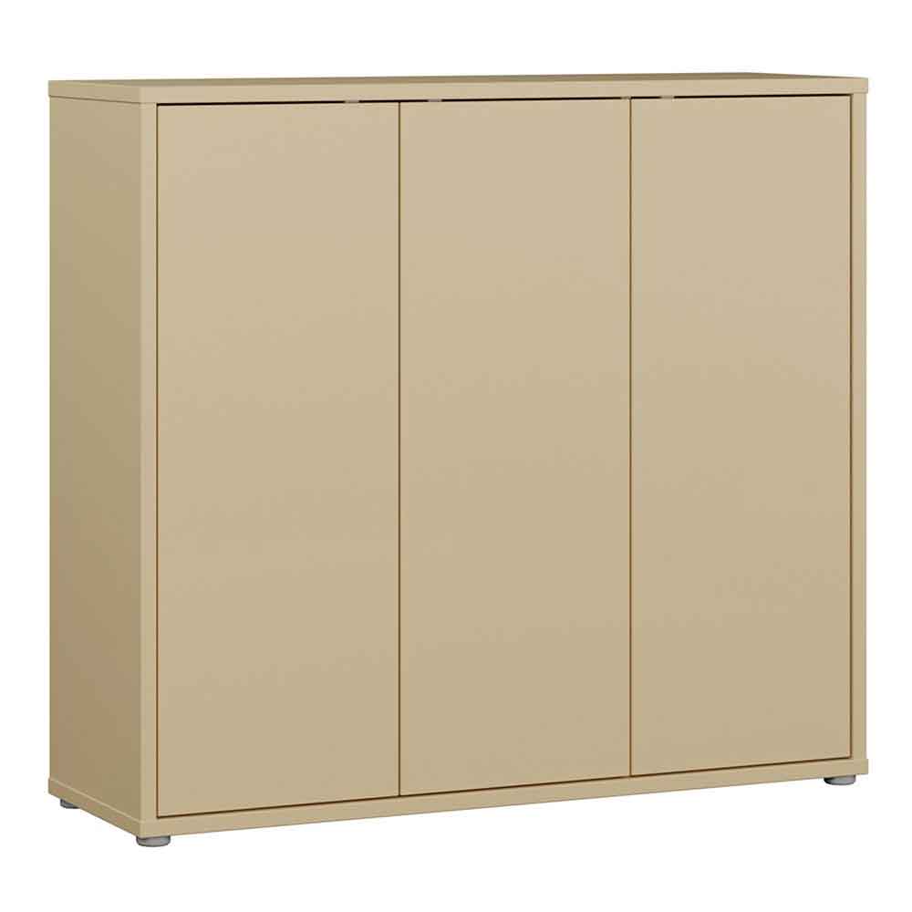 Ansley Wooden Storage Cabinet with 3 Doors in Butter Yellow