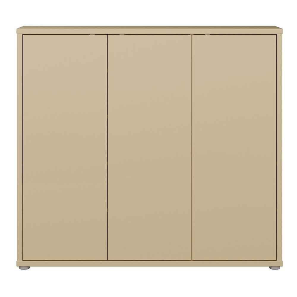 Ansley Wooden Storage Cabinet with 3 Doors in Butter Yellow