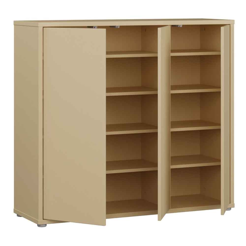 Ansley Wooden Storage Cabinet with 3 Doors in Butter Yellow