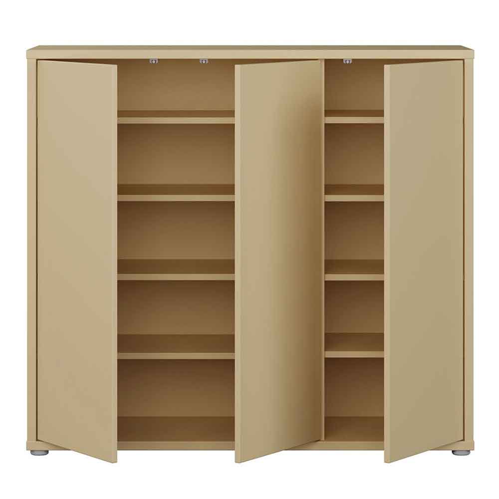 Ansley Wooden Storage Cabinet with 3 Doors in Butter Yellow