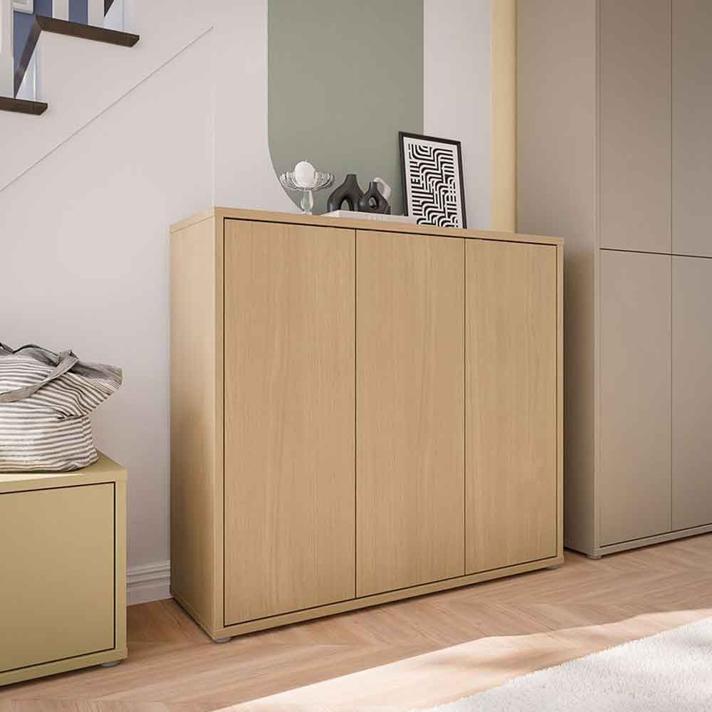Ansley Wooden Storage Cabinet with 3 Doors in Elegancia Oak