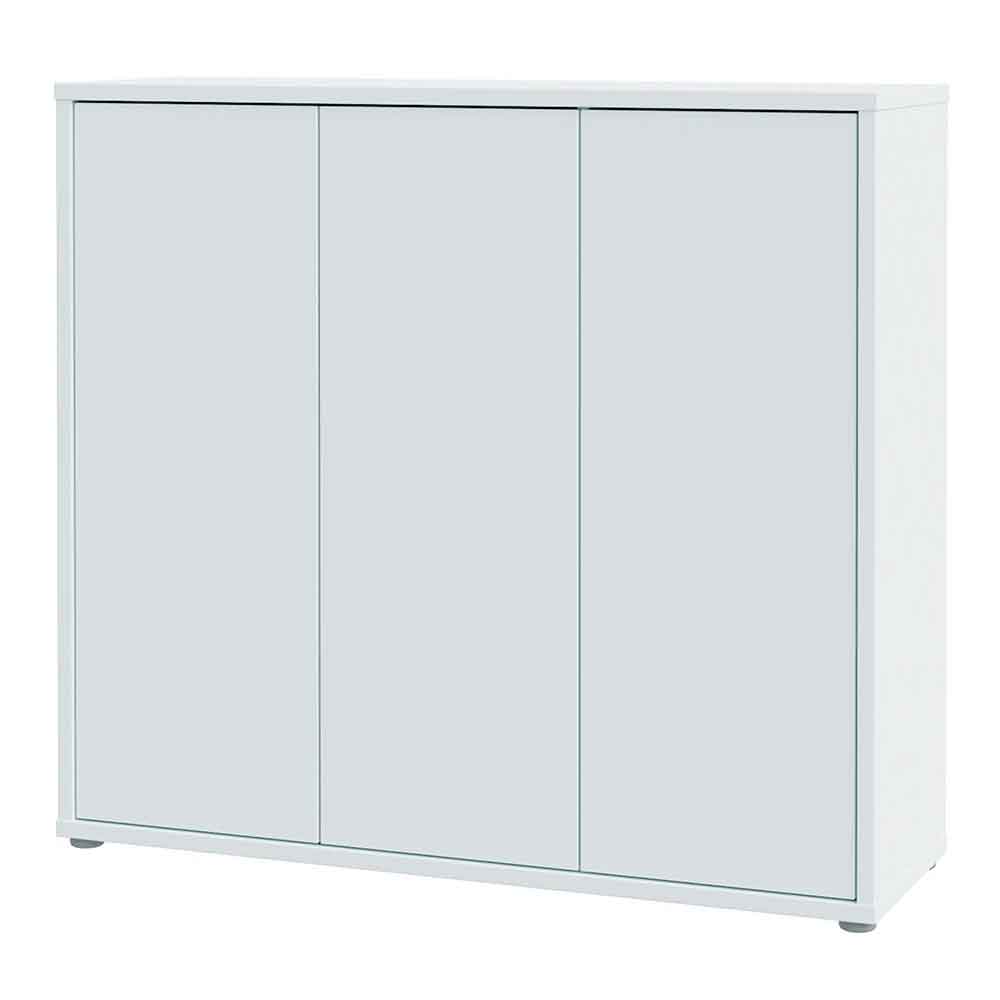 Ansley Wooden Storage Cabinet with 3 Doors in Light Grey