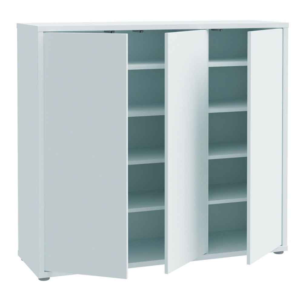 Ansley Wooden Storage Cabinet with 3 Doors in Light Grey