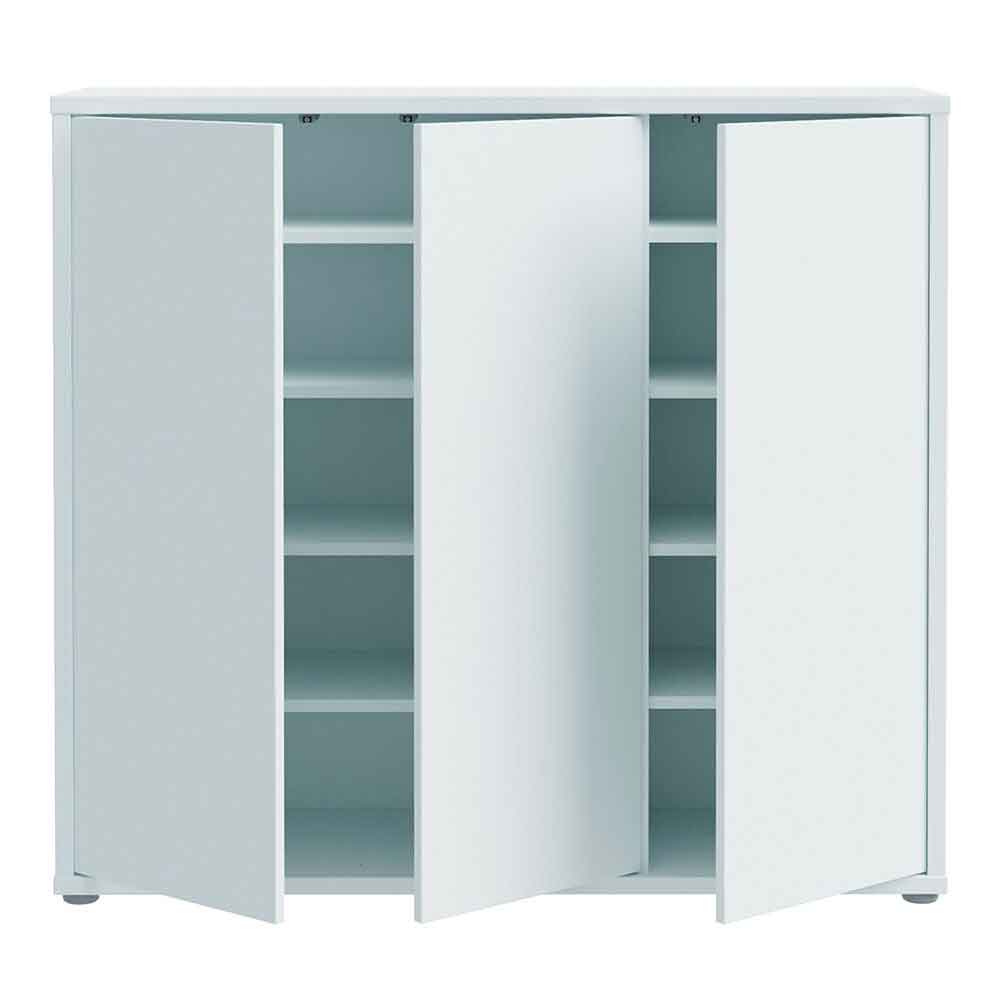 Ansley Wooden Storage Cabinet with 3 Doors in Light Grey
