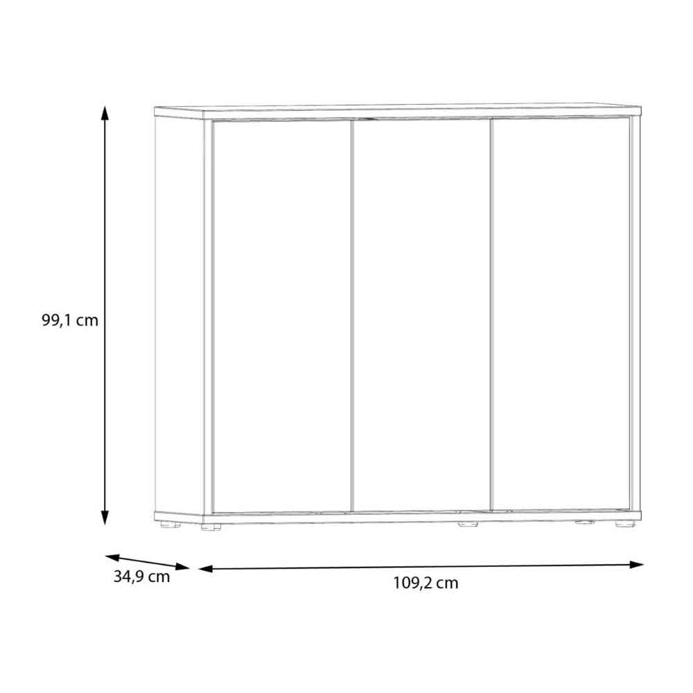 Ansley Wooden Storage Cabinet with 3 Doors in Light Grey
