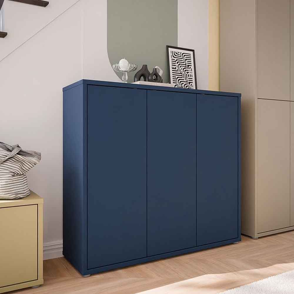 Ansley Wooden Storage Cabinet with 3 Doors in Night Blue