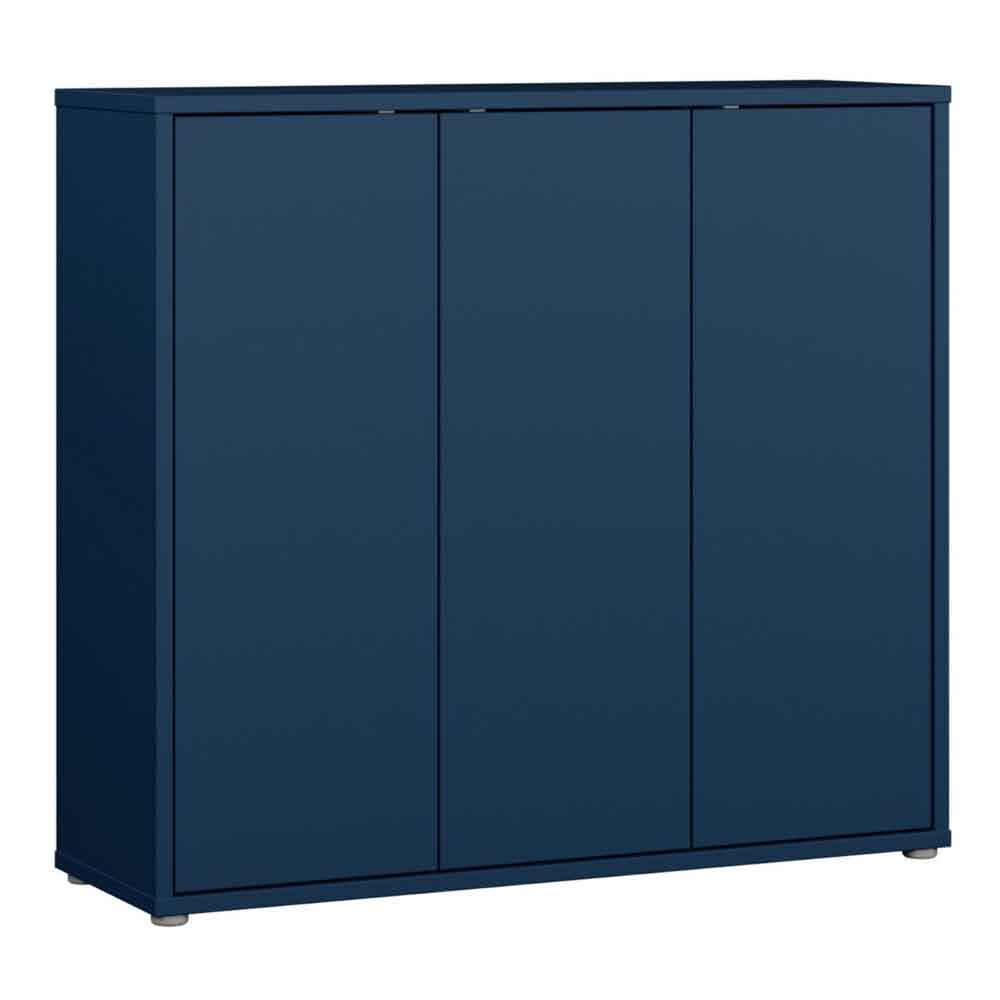 Ansley Wooden Storage Cabinet with 3 Doors in Night Blue