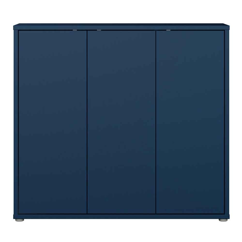 Ansley Wooden Storage Cabinet with 3 Doors in Night Blue