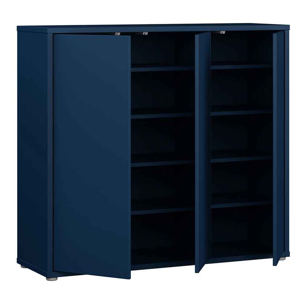 Ansley Wooden Storage Cabinet with 3 Doors in Night Blue
