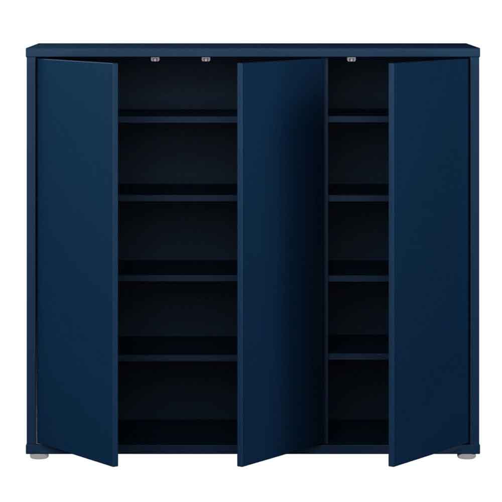 Ansley Wooden Storage Cabinet with 3 Doors in Night Blue