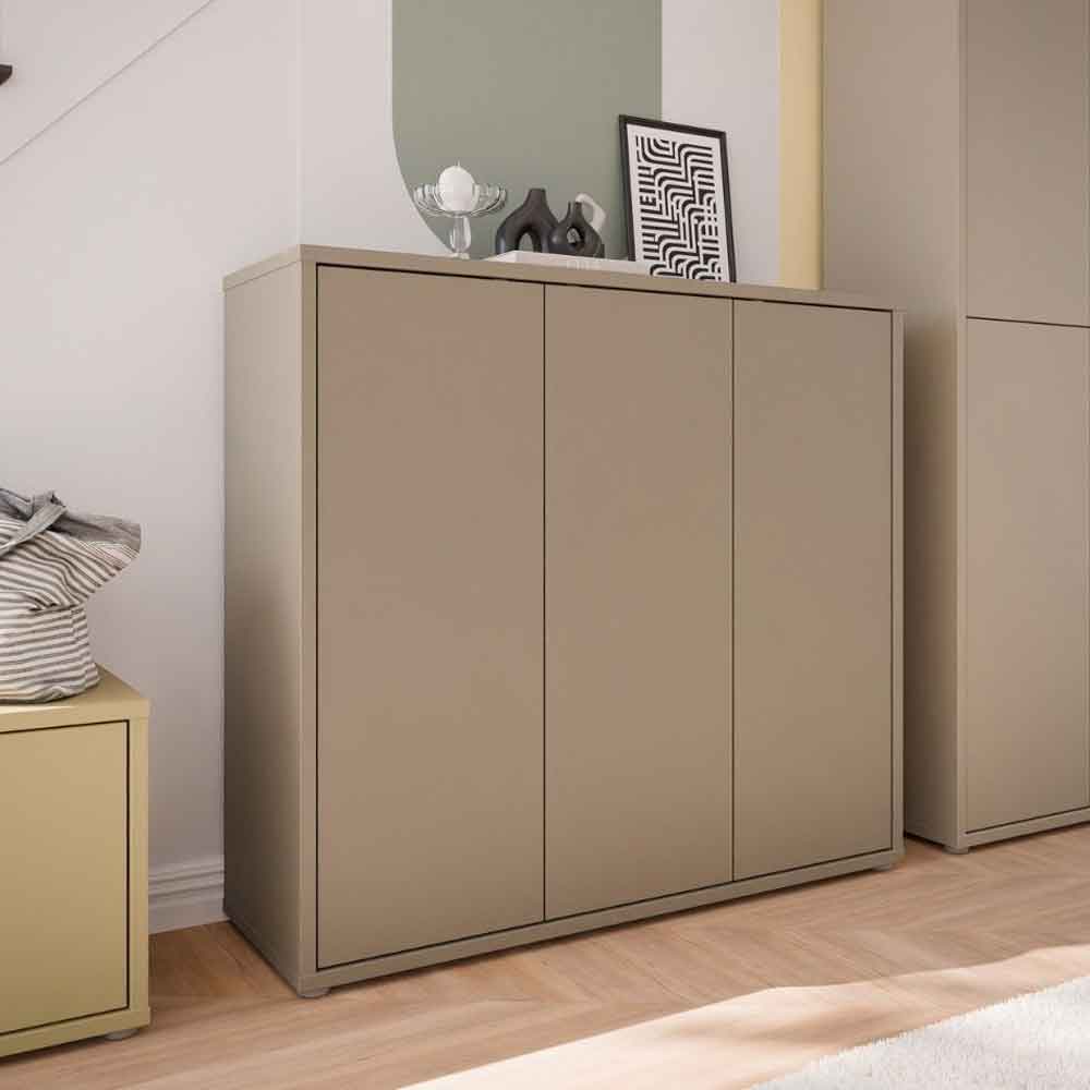 Ansley Wooden Storage Cabinet with 3 Doors in Taupe