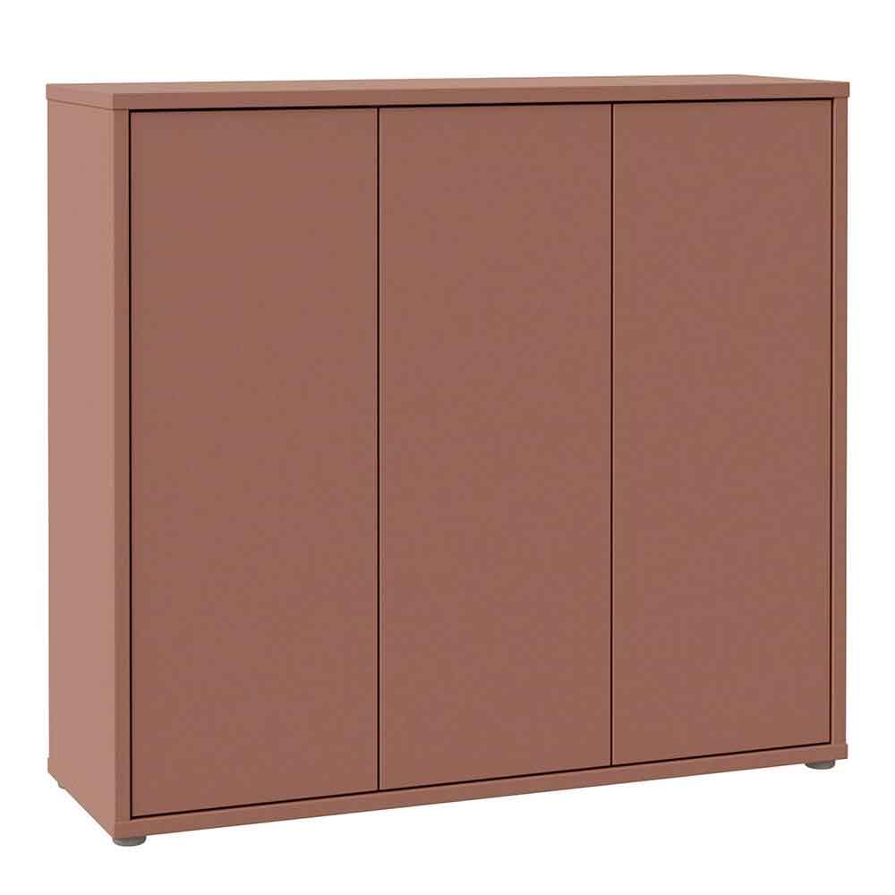 Ansley Wooden Storage Cabinet with 3 Doors in Terracotta