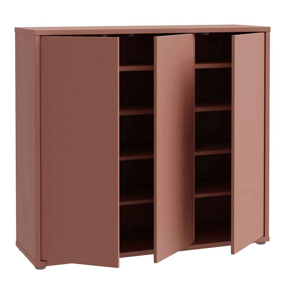 Ansley Wooden Storage Cabinet with 3 Doors in Terracotta