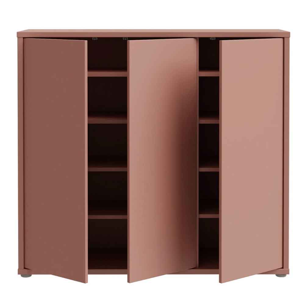 Ansley Wooden Storage Cabinet with 3 Doors in Terracotta