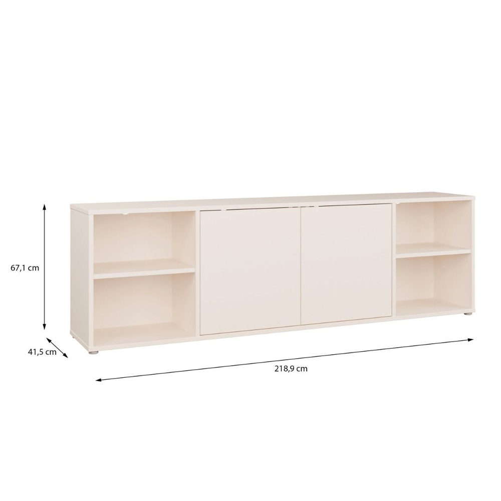 Ansley Wooden TV Stand with 2 Doors 4 Shelves in Sand