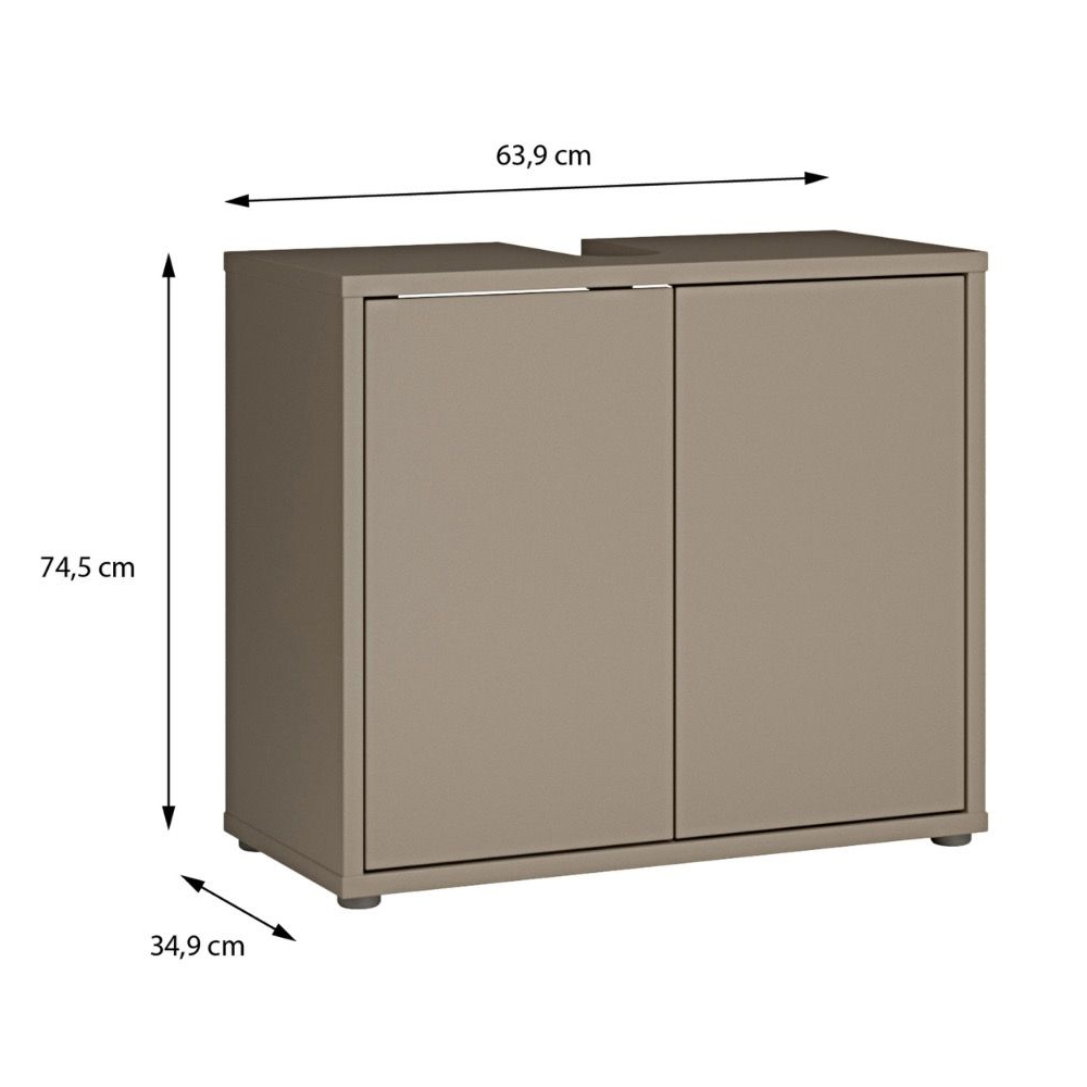 Ansley Wooden Under Sink Vanity Unit with 2 Doors in Taupe