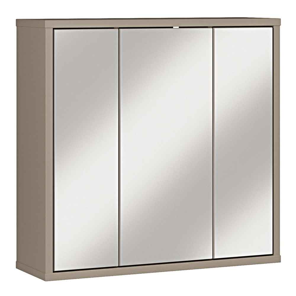 Ansley Wooden Wall Mounted Bathroom Mirror Cabinet with 3 Doors in Taupe