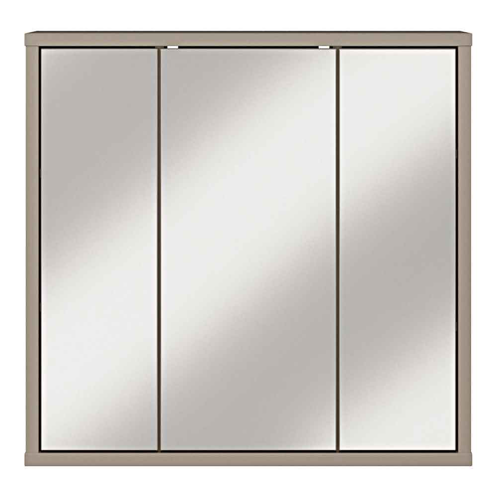Ansley Wooden Wall Mounted Bathroom Mirror Cabinet with 3 Doors in Taupe