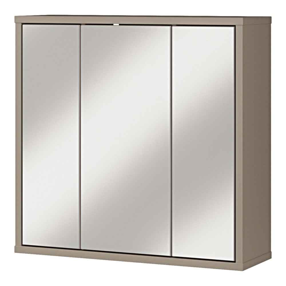 Ansley Wooden Wall Mounted Bathroom Mirror Cabinet with 3 Doors in Taupe