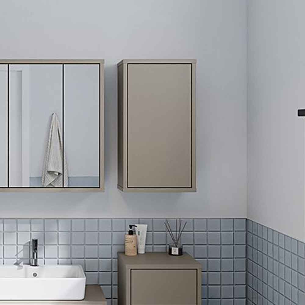 Ansley Wooden Wall Mounted Bathroom Storage Cabinet in Taupe
