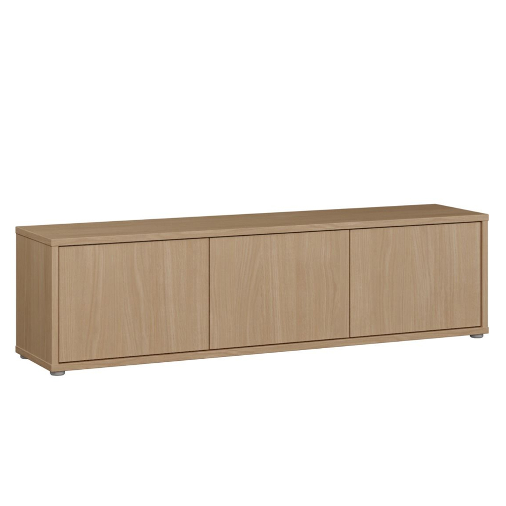 Ansley Wooden Wall Mounted TV Stand with 3 Doors in Elegancia Oak