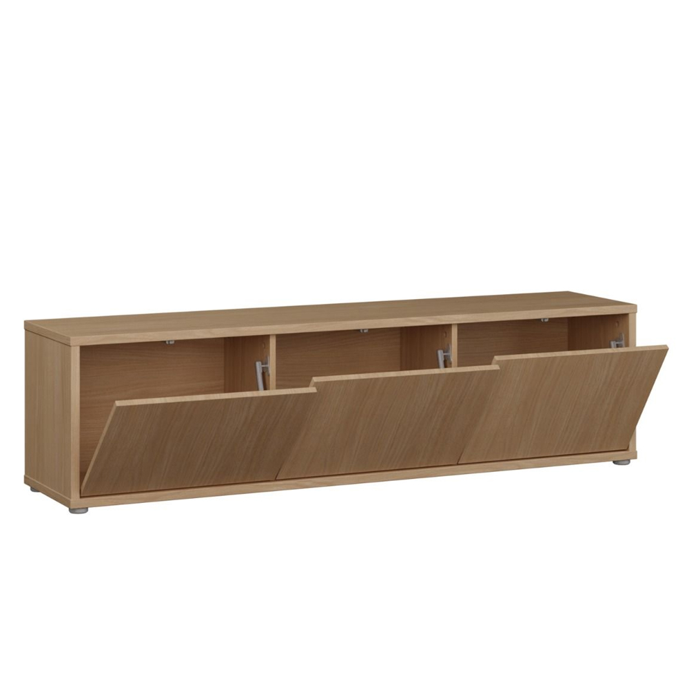 Ansley Wooden Wall Mounted TV Stand with 3 Doors in Elegancia Oak