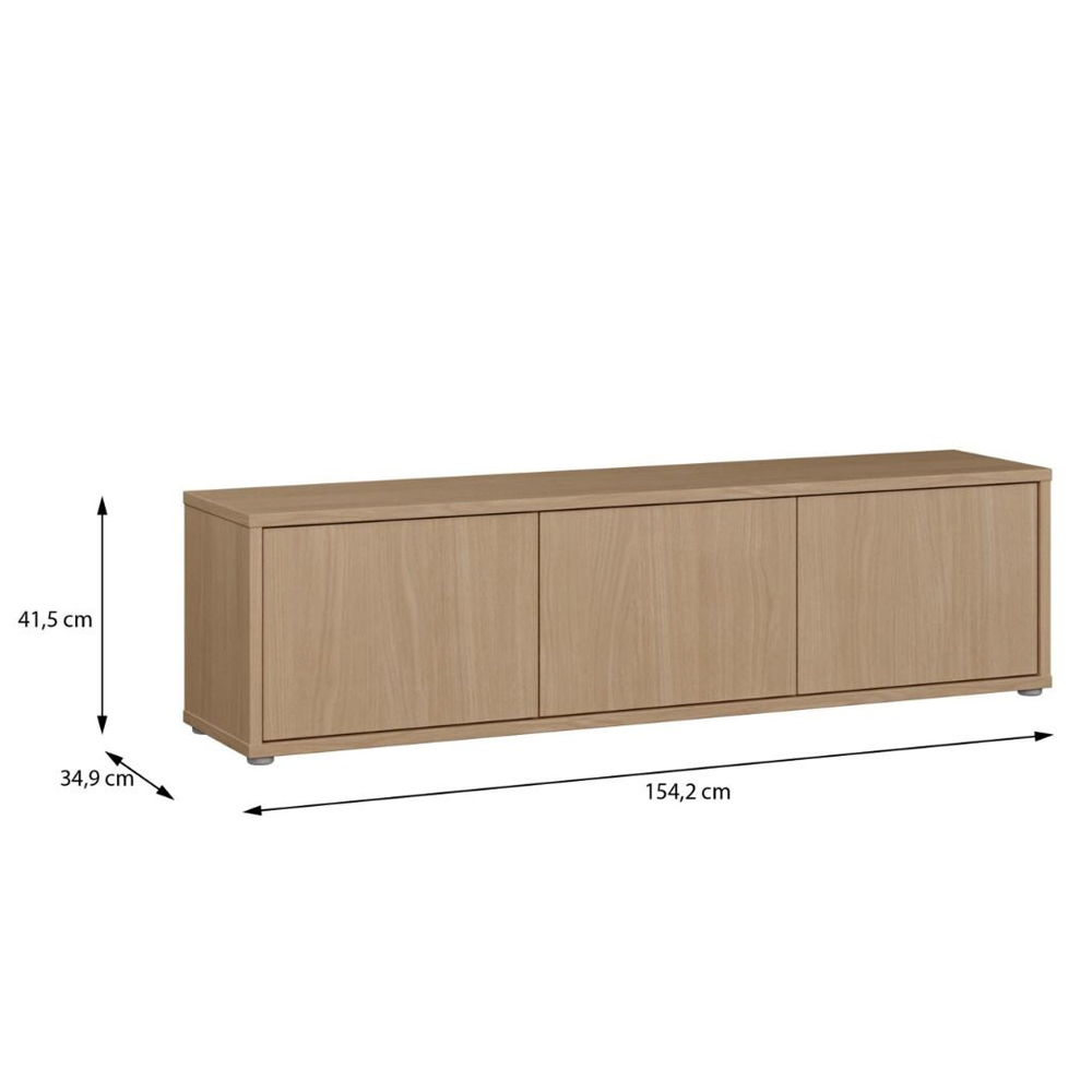 Ansley Wooden Wall Mounted TV Stand with 3 Doors in Elegancia Oak