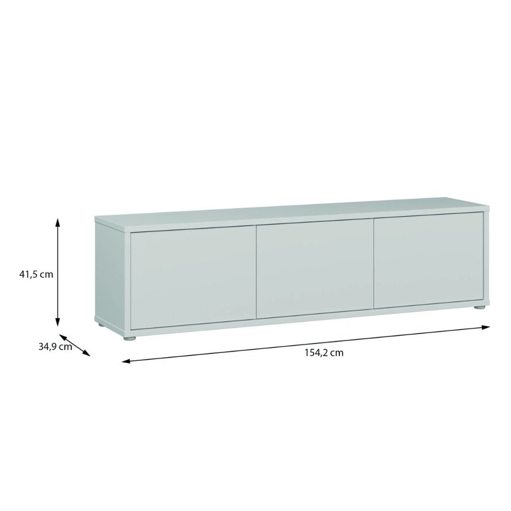 Ansley Wooden Wall Mounted TV Stand with 3 Doors in Light Grey