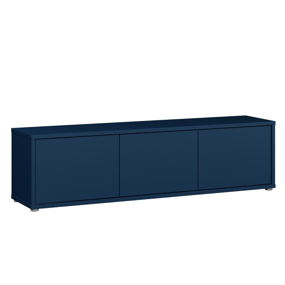 Ansley Wooden Wall Mounted TV Stand with 3 Doors in Night Blue