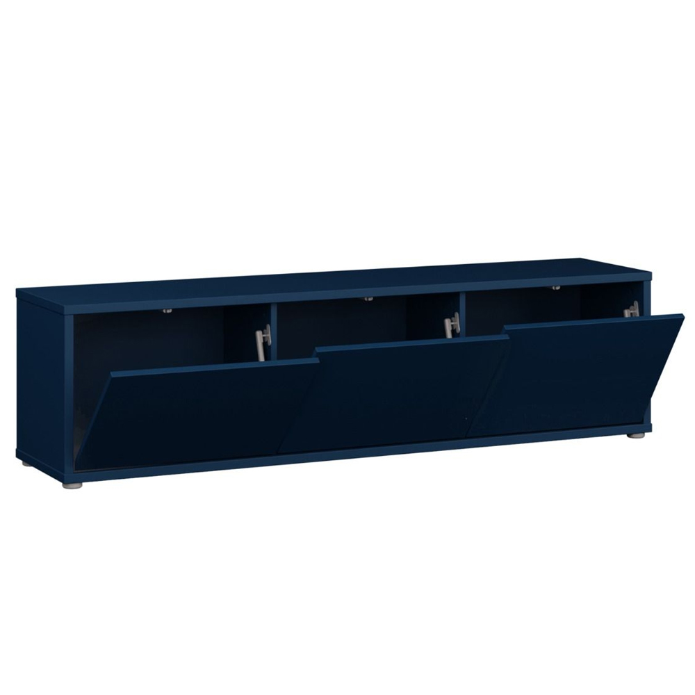 Ansley Wooden Wall Mounted TV Stand with 3 Doors in Night Blue