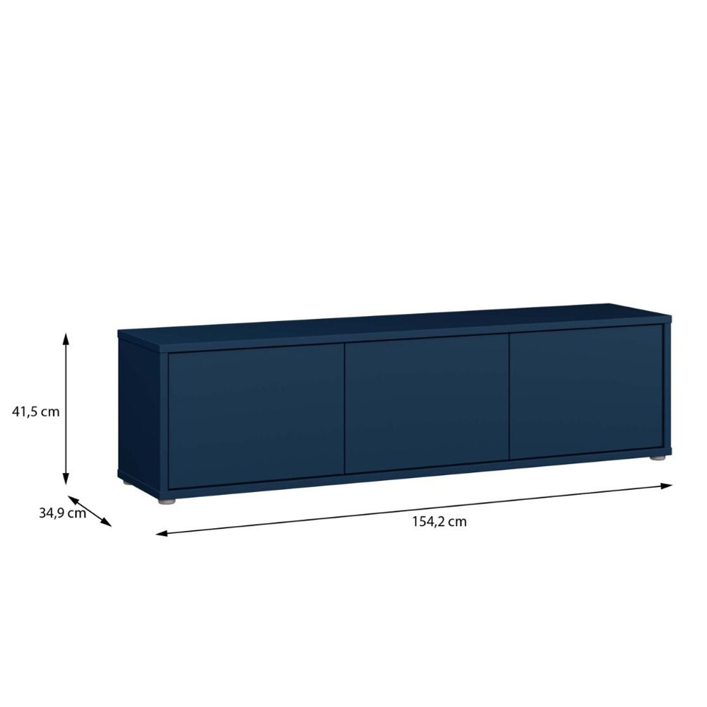 Ansley Wooden Wall Mounted TV Stand with 3 Doors in Night Blue