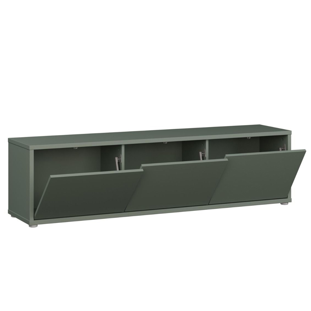 Ansley Wooden Wall Mounted TV Stand with 3 Doors in Sage Green