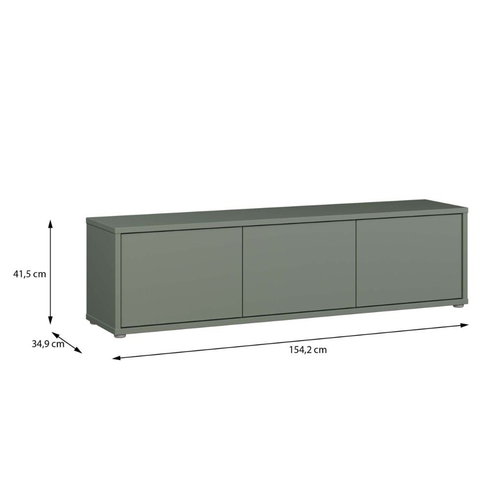 Ansley Wooden Wall Mounted TV Stand with 3 Doors in Sage Green