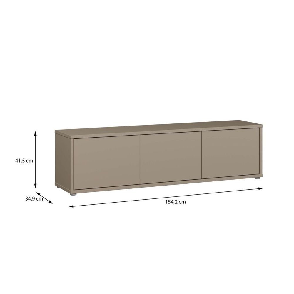 Ansley Wooden Wall Mounted TV Stand with 3 Doors in Taupe