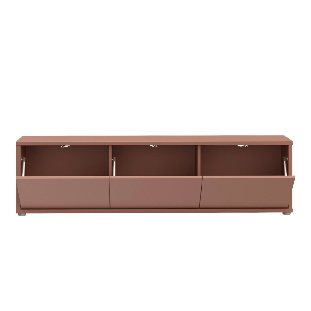 Ansley Wooden Wall Mounted TV Stand with 3 Doors in Terracotta