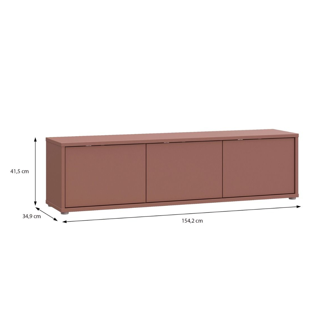 Ansley Wooden Wall Mounted TV Stand with 3 Doors in Terracotta