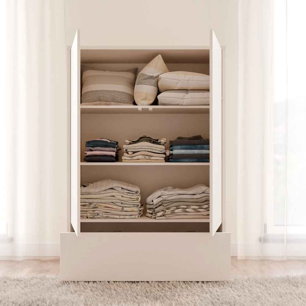 Ansley Wooden Wardrobe with 2 Doors 1 Drawer in Sand