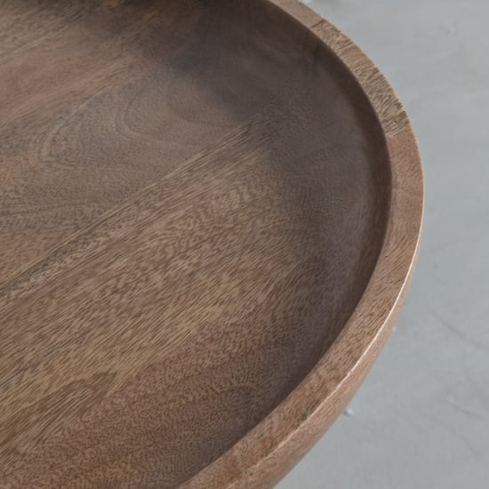 Ansonia Wooden Round Side Table In Grey And Natural