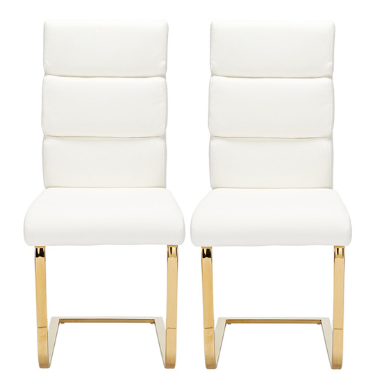 Antebi White Faux Leather Dining Chairs With Gold Legs In Pair_1