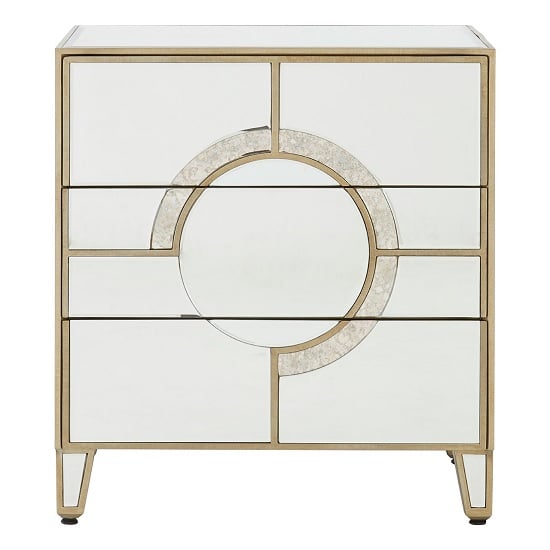 Antibes Mirrored Glass Bedside Cabinet With 3 Drawers