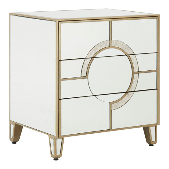Antibes Mirrored Glass Bedside Cabinet In Antique Silver
