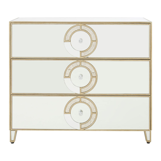 Antibes Mirrored Glass Chest Of 3 Drawers In Antique Silver_3