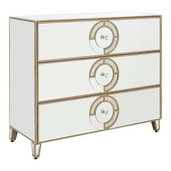 Product photograph of Antibes Mirrored Glass Chest Of 3 Drawers In Antique Silver from Furniture in Fashion