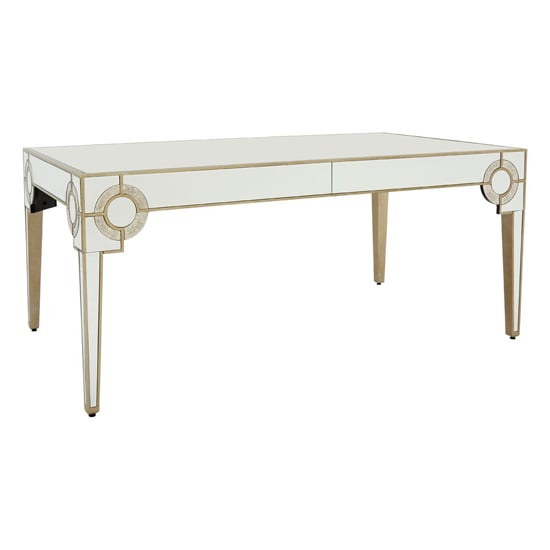 Read more about Antibes mirrored glass dining table in antique silver