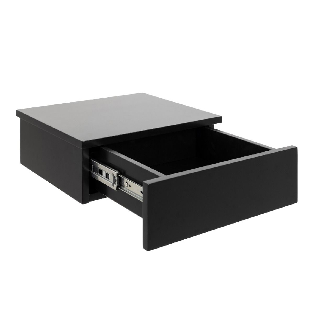 Antigo Wall Hung Wooden Bedside Cabinet With 1 Drawer In Black