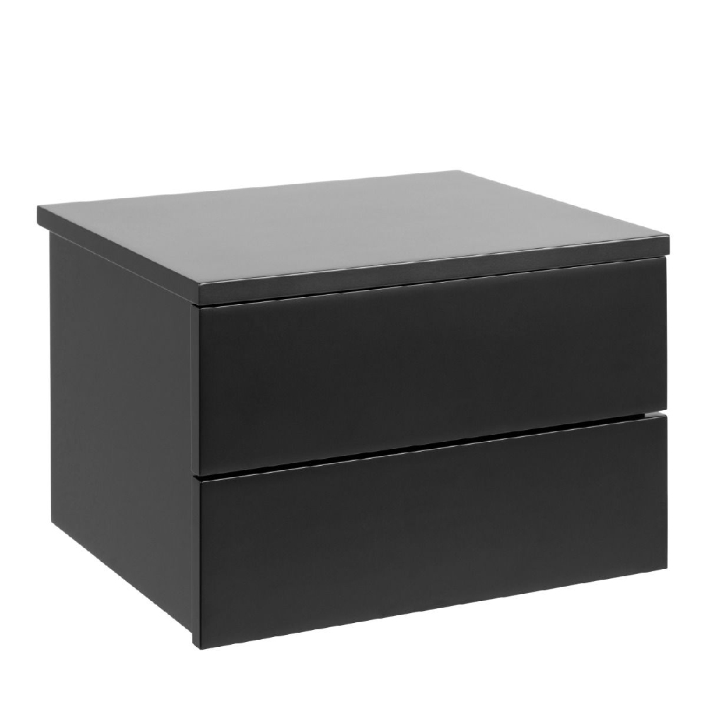 Antigo Wall Hung Wooden Bedside Cabinet With 2 Drawers In Black